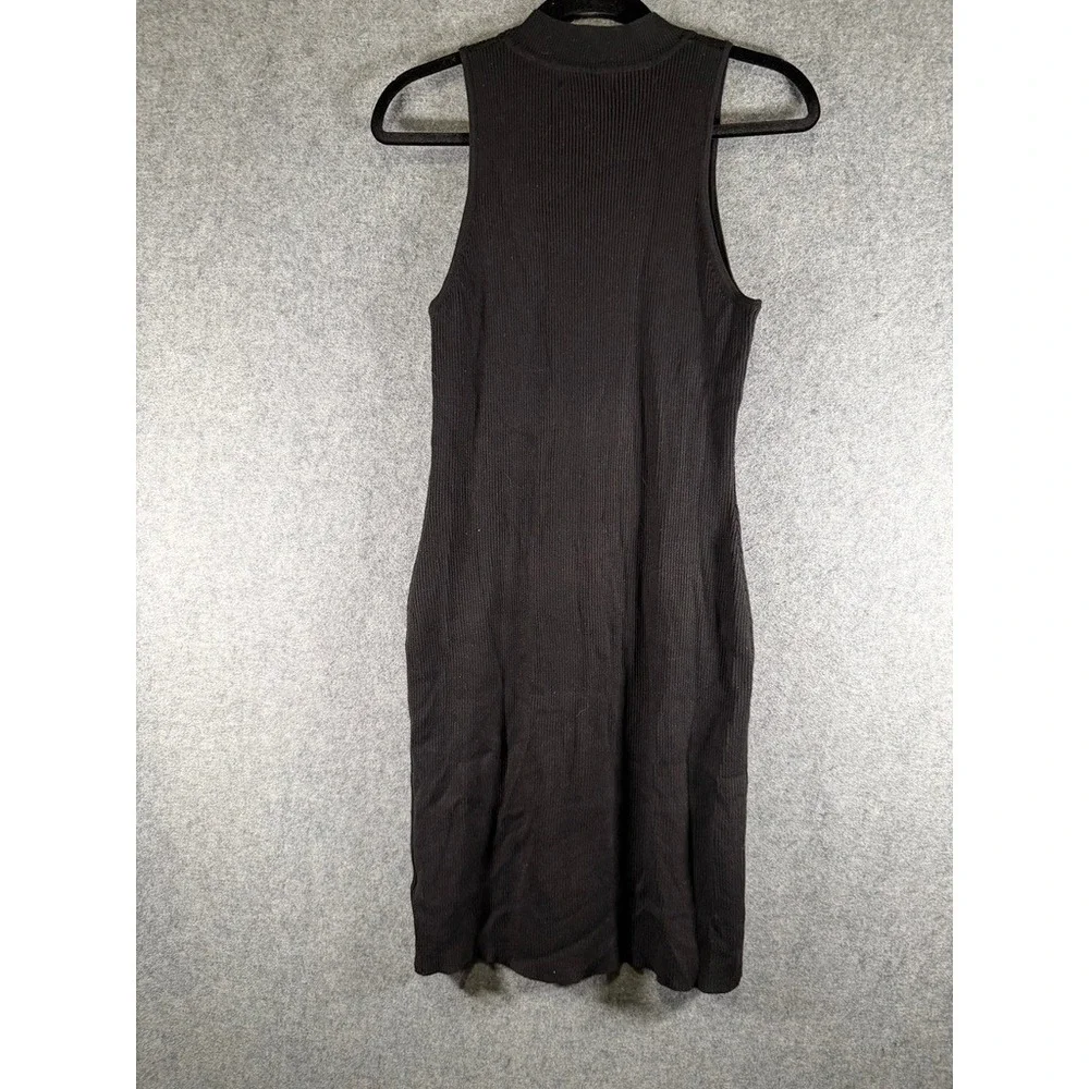 House of Harlow 1960 Black Ribbed Mock Neck Bodycon Midi Dress Womens‎ Large